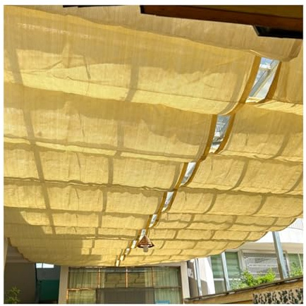 Vela ombreggiante retrattile beige traspirante con accessori, tenda avvolgibile per esterni, bordi rinforzati, per patio, pergola e cortile (larghezza 1 x lunghezza 6 m)
