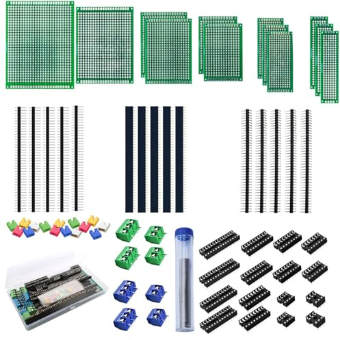 RUNCCI-YUN PCB Board Kits,Lochrasterplatine/Punktraster platine doppelseitig Prototyp doppelseitige Leiterplatten für das DIY Löten, kompatibel mit dem Arduino Kit