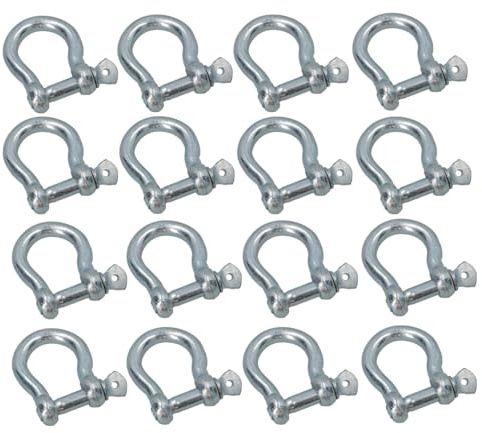 AB Tools Grillete de arco galvanizado de 14 mm, paquete de 16 grilletes para velas, barcos, yates