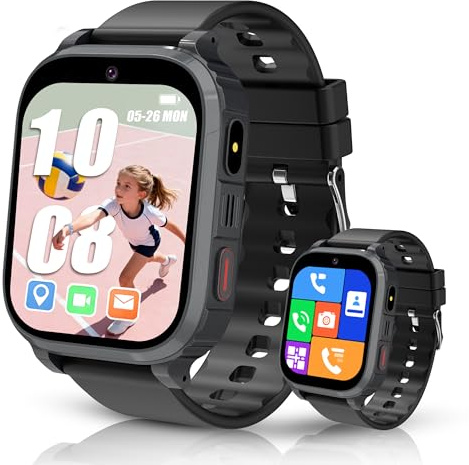 Kesasohe Montre Connectée Enfant 4G/GPS/WiFi/Appel Vidéo, Montre GPS Enfant avec Chat Familial, SOS, Téléphone Etanche Jeux Réveil Mode Classe, IP68, Montre Intelligente Enfants Smartwatch Cadeau