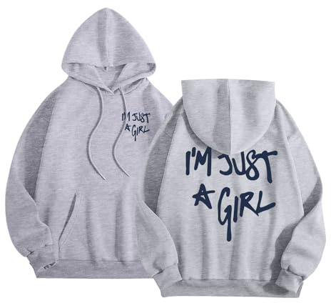 I'M Just A Girl Sweats à capuche tendance pour femmes, confort lettre coupe ample avec capuche, sweatshirts automne université décontracté vêtements graphiques pull cool 2025 drôle Y2K vintage coupe