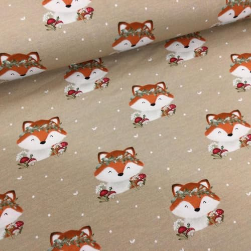 Baumwolljersey Kindermotive | Ökotex | ab 50 cm | Meterware | für Baby- und Kinderkleidung (Fuchs Frieda)