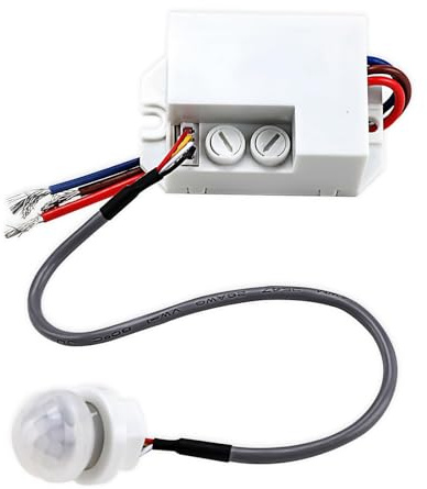 Mini PIR Sensor, PIR Motion Detector for Indoor, Ceiling Flush Mount, Infrared Motion Sensor with Adjustable Time Delay (10s to 7min), Energy-Efficient Lighting for LED and Incandescent Lamps, 8m 360°