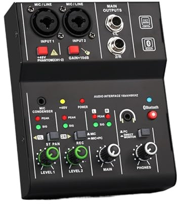 DJ Controller, Professional 2 Channels Mixer Interface Sound Card Console Mini USB Recording MIXER For DJ Studio Guitar
