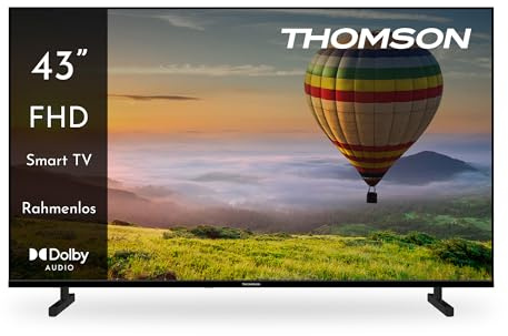 THOMSON 43 Pouces (109 cm) Full HD LED Smart TV, Wi-FI, Commande vocale, HDR10, Dolby Audio, Triple Tuner (Câble-Satellite-TNT), HDMI, USB, 1.5GB RAM, 8GB Flash – 43FT2S15