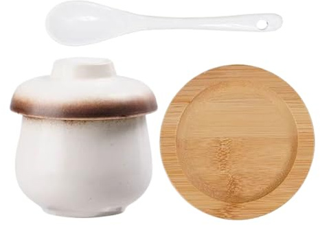 Pots 'œufs Dorlotés | Coquetiers En Céramique | 250 Ml Coddler 'œufs Avec Cuillère Et Palette En Bois | Pots À Œufs Dorlotés Vintage, Ensembles De Tasses, Accessoires De Cuisine