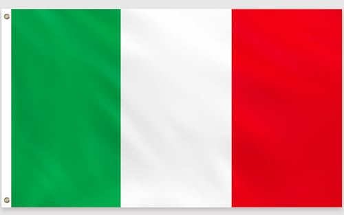 PartyYaa Italien Flagge, 150 x 90 cm Italy Flagge Einseitiger Druck mit 2 Messing-Ösen, Wasserfest, für Nationalfeiertag, WM, EM, Straßen, Garten, Bar Party Deko