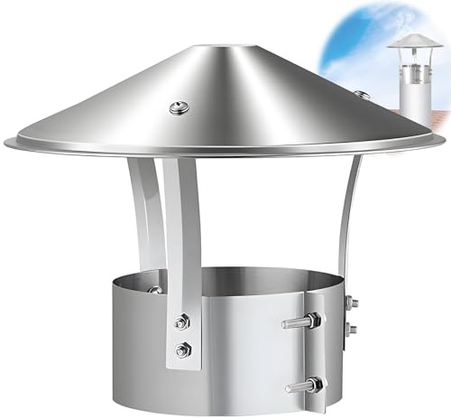 Comignolo in Acciaio Inox, Resistente alle Intemperie Anti Uccelli | Acciaio Inox 304 Comignolo Rotondo. Copertura resistente blocca pioggia, foglie e uccelli nella canna.(160mm)