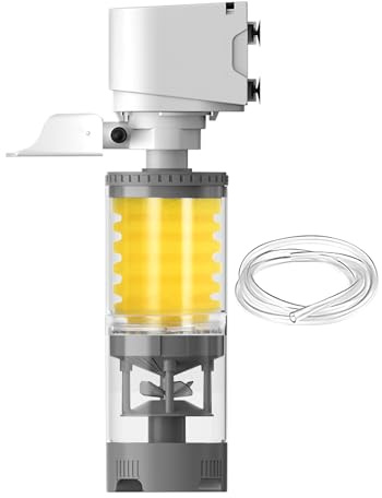 Akvariefilter – intern luftsil, flerstegs akvarierenare | Kraftfull vattenpumpsenhet för , saltvatten, rev, dammväxter, alger, axolotl, cirkulationsfiltrering, Wartun