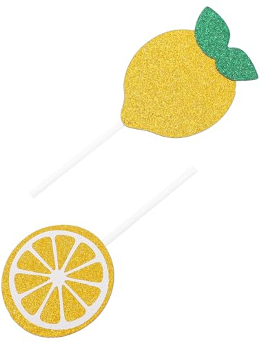 LIFKOME Cake Decorations Paper Cake Toppers 24pcs Edible Style Lovely Yellow Glitter Design for Birthday and Party Decoration Supplies