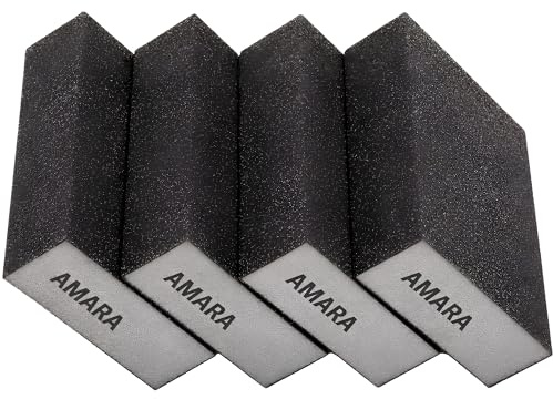 Amara Sanding Block Set 4pcs Angled Sanding Sponge Blocks for Wood Walls Paint Drywall & Metal Wet and Dry Sandpaper Block for DIY Decorating and Surface Preparation
