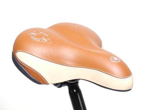 Fahrrad Sattel Damen Herren City Sitz weich bequem BRAUN mit Reflektionsstreifen ohne KLOBEN