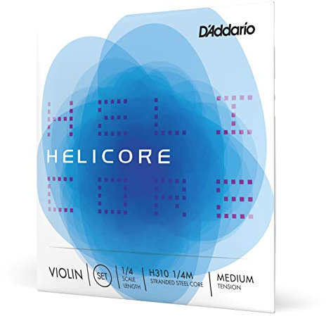 D'Addario Helicore Geigensaiten - Violine Saiten - H310-1/4M Violine Saitensatz mehrfach verdrillter Stahlkern 1/4 Medium