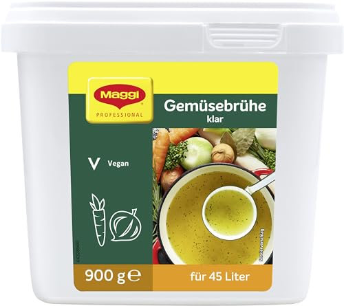 MAGGI Professional Klare Gemüsebrühe, vegan, Ergiebigkeit 45L, 1er Pack (1 x 900g GastroBox)