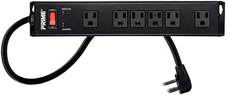 Monoprice 6 Outlet Heavy Duty Metal Surge Protector Power Strip - Black - 15ft Cord | ETL Rated 1,150 Joules with Grounded and Protected Light Indicator