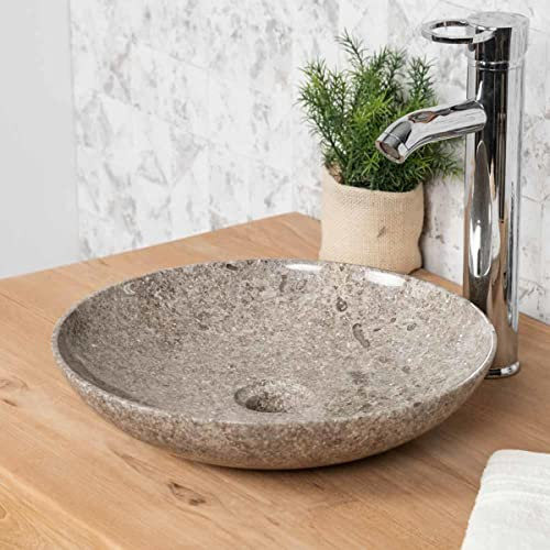 Wanda collection - Vasque Salle de Bain en marbre à Poser Lysom 35 cm Gris