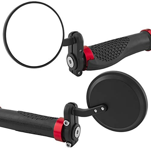 MidGard Fahrradspiegel, eBike Rückspiegel, Einschraubspiegel aus Aluminium für Fahrrad-Lenkerenden, geeignet für MTB, Roller, Scooter, e-Bike usw (2 Stück)