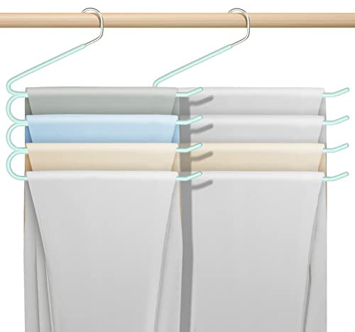 devesanter Pants Hangers Space Saving Non Slip Trousers Hangers Stainless Steel Clothes Hangers Closet Space Saving for Pants Jeans Scarf Hanging （3 Pack ） Green