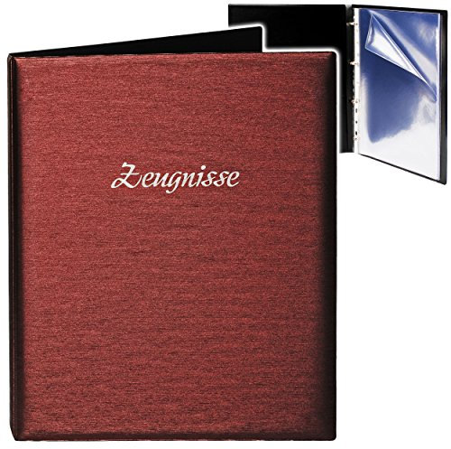 alles-meine.de GmbH A4 - Ringbuch/Zeugnisringbuch - Zeugnisse 3D Metallic Effekt - rot/Bordeaux - Erweiterbar für Einsteckseiten + Einlagen - A 4 - Zeugnismappe/D..
