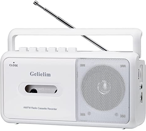 Gelielim Portable Cassette Player with AM/FM Radio, Casette Tape Player Recorder with Headphone Jack, Cassette Boombox for Home and Travel, Elderly Gift, Audio to Cassette Converter AC/Battery Power