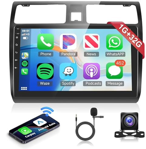Android Car Stereo for Suzuki Swift 2003-2010 with Wireless Carplay, Rimoody 10.1 Inch Touch Screen Car Radio with GPS Navigation Bluetooth FM RDS HiFi WiFi Android Auto + AHD Backup Camera