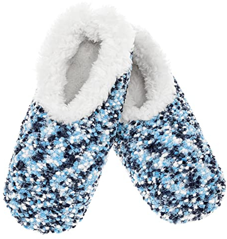 Snoozies! Popcorn supermjuka damtofflor med halkfri sula - Damstorlekar från 3-7, BLÅ, Medium