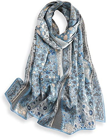 PoeticEHome Sciarpa Lunga in 100% Seta di Gelso - Scialle Oversize Donna per Testa, Collo e Capelli con Elegante Confezione Regalo (170x53cm)