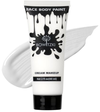 Bowitzki Face and Body Paint 2oz Cream Makeup 60ml Water Based Face Painting Special Effects For Adults Children Kids Halloween Christmas Party Stage Cosplay (White)