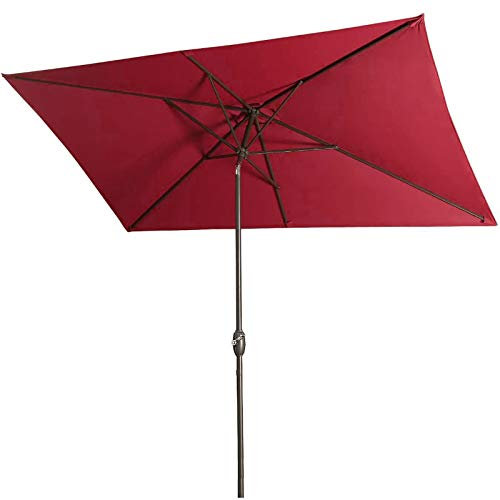 Ombrellone Ombrellone Ombrellone da Tavolo Quadrato per Esterni, Piccolo Ombrellone da Mercato da Spiaggia 2x2m con Inclinazione a Pulsante e Manovella, Baldacchino Parasole da Giardino Portatile
