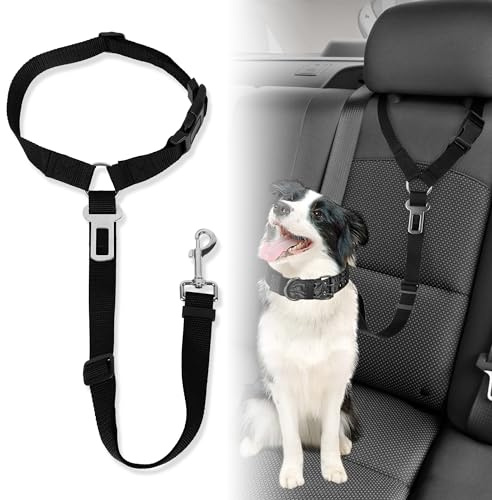 Plliocse Hunde-Sicherheitsgurt für Autos, Kopfstütze, Starke Leine, Geschirr für Hunde, Katzen und Haustiere, Schwarz
