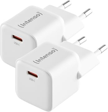 Intenso Power Adapter W30C GaN Doppelpack - 2X 30W USB-C Netzteil, Weiß | Schnelles Laden mit PD, PPS & QC fuer iPhone 17/16/15, Galaxy, Pixel, iPad - kompaktes USB-C Ladegeraet im 2er Set
