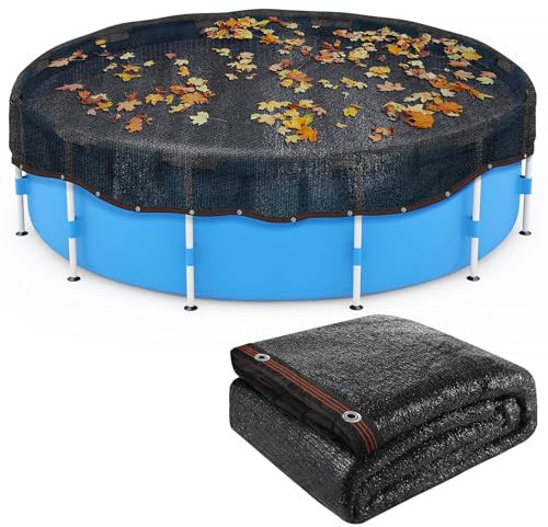 Pool Leaf Net Cover, 19.7ft Round Leaf Net for above Ground Pool to Catching Leaves in Winter, Pool Safety Screen Mesh Tarp Cover for 18ft Swimming Pools, Black Garden Shade with Grommets