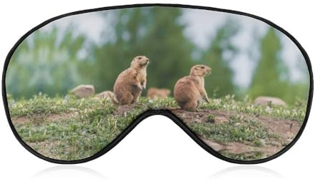 Junge Präriehunde sitzen in der Nähe von Burrow Schlafmaske mit verstellbarem Riemen, bequeme weiche Augenmaske, Schlafhilfe, lichtblockierende Augenmasken