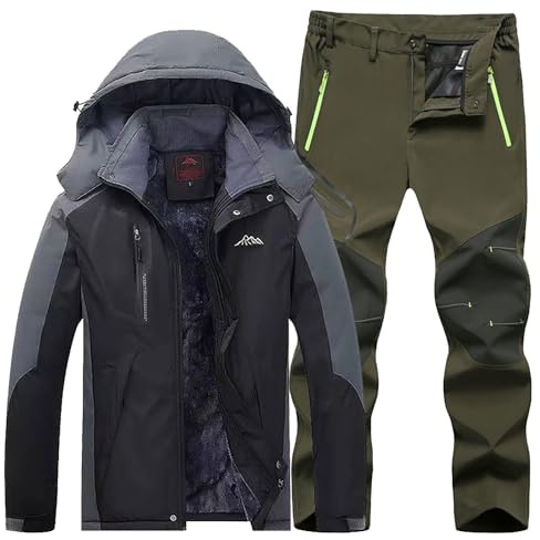 Set da sci impermeabile da uomo, giacca termica antivento e pantaloni, tuta invernale traspirante, attrezzatura da trekking e neve, abbigliamento da sci resistente alle intemperie, set da sci