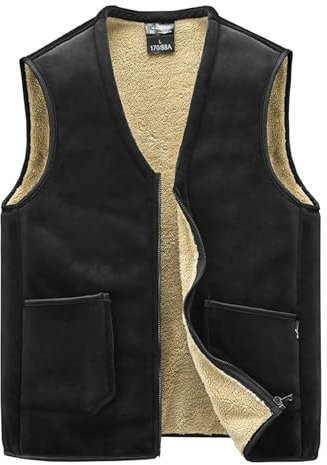 Herren Warm Fleece Gefütterte Weste Winter Outdoor Gepolsterte Weste Klassische Western Ärmellos Bodywarmer Cowboy Stil Utility Weste für Männer Casual Softshell Oberbekleidung Sherpa Fleece Weste mit