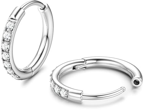 JeweBella G23 Titan Ohrringe Damen Medizinische Ohrringe Titan Creolen | Hypoallergen Titan Piercing Ohr,Helix Knorpel Piercing,Klein Creolen 8/10/12/14mm für Damen Herren Kinder,18G
