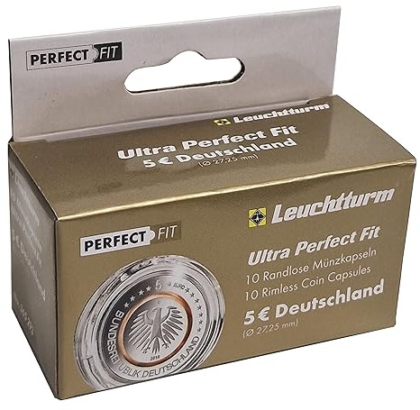 Ultra Perfect·Fit Münzkapseln für deutsche 5 Euro Münzen ab 2016 - Premium-Münzkapseln von Leuchtturm 10er Pack