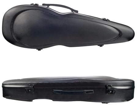 Geigenkasten Leichte Violine 4/4 Carbon Fiber Violin Case Schutzhülle Tragetasche Mit Hygrometer Schultergurt(Black)