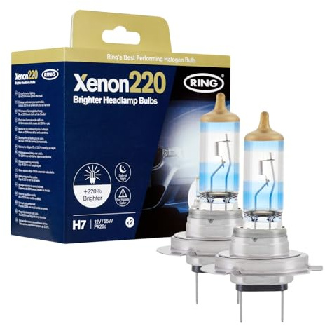 RING H7 Xenon220 Brighter Head Lamp Set (2 Bulbs) - E Approved & Road Legal