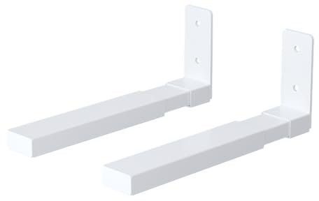 suptek Sound Bar Wall Mounted Bracket, Speaker Wall Mount, Pair of Speaker Stands, Dual speaker Bracket Holder for Heavy Centre Channel, SPLK201, White
