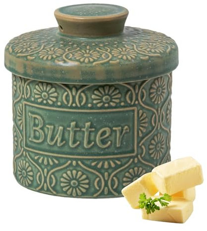 Portaburro In Ceramica Francese Contenitori per Burro,350ml Burriera in Porcellana Barattolo con Coperchio,Contenitore per Burro Fresco e Spalmabile