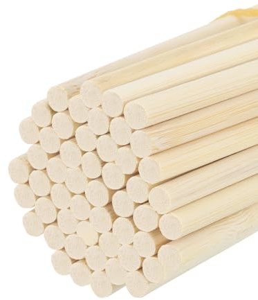 sourcing map Wooden Dowel Rods,10cm/4 Round Dowel Rod Wood Sticks,6mm/0.24 Bamboo Stick for Arts Crafts, Photo Booth Props, DIY Building Model,50 Pack