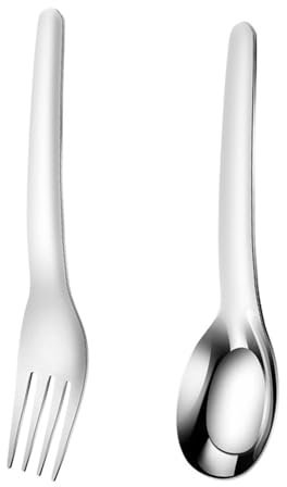 Cuchara de arroz, juego de cubiertos for ensalada, cuchara y tenedor creativos de acero inoxidable con mango largo, juego de cuchara y tenedor for ensalada de una pieza
