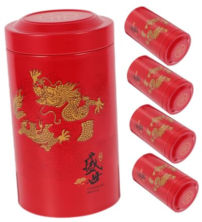 Gatuida Set 5 Barattoli Per Tè in Ferro Coperchio Ermetico, Capacità Grande, Contenitore Portatile Per Foglie Di Tè Sfuse e Caramelle, Adatto Per Conservazione e Viaggio