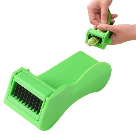 Runner Bean Slicer,Stringer with Stainless Steel Blade, Easy Grip Green Bean Cutter for Effortless Vegetable Prep, Lightweight Kitchen Gadget (Green)