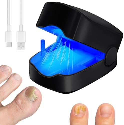 Appareil de soin de mycoses des ongles,Améliorer les Ongles Abîmés, pour Mycose Ongles des Pieds Nettoyage, Sessions de 7 Minutes Pour des Ongles Sains, soin à la maison-Noir