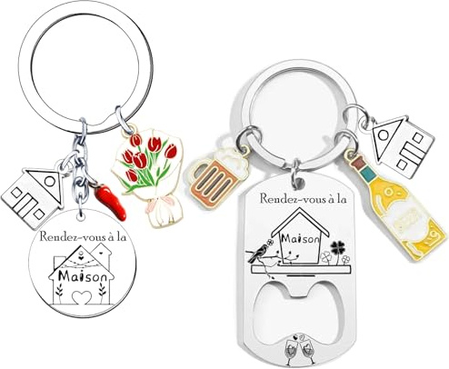 XWXWXW Porte clé Maison Couple Personnalisé: Ensemble de 2Pcs Porte Clef en Acier Inoxydable - pour la Maison - Cadeau Amour de Pendaison de Crémaillère