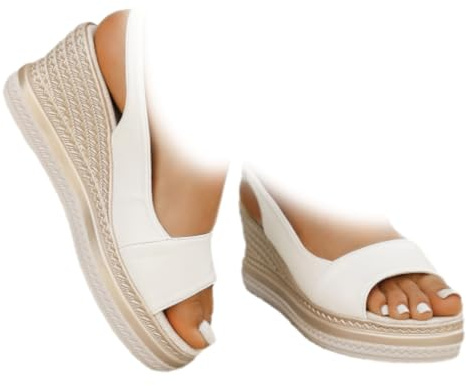 Womens Orthopedic Espadrille Wedge Sandals, Ladies Slingback Sandal Ankle Strap Wide Fit Arch Support Peep Toe Platform Dressy Shoes