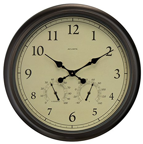 AcuRite 24-inch Weathered Wall Clock with Thermometer and Hygrometer