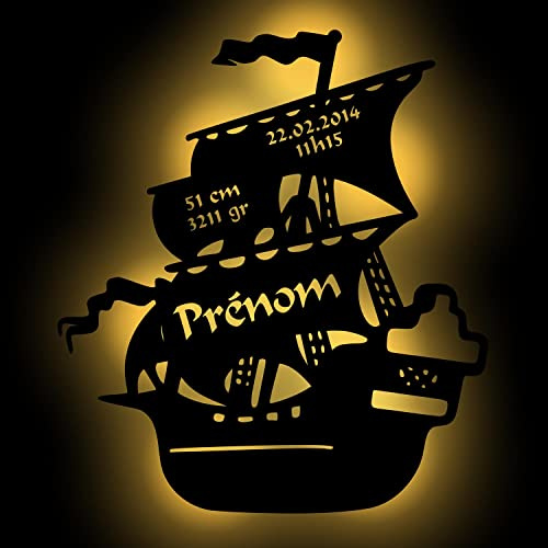 Pirat Geschenke für Kinder Lampe Piraten-schiff mit Namen Piratenzimmer Zubehör Junge Zimmer Geburtstag Weihnachten